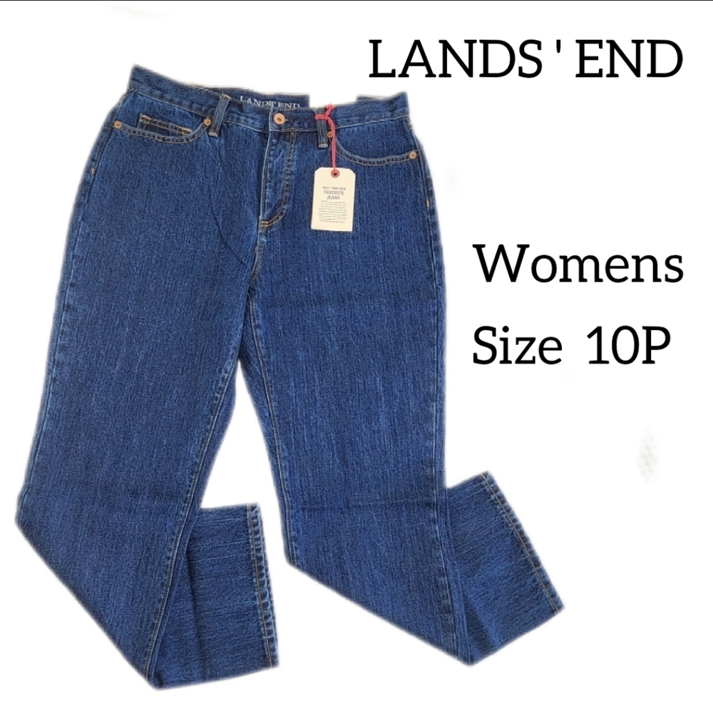 LANDS' END HIGH RISE STRAIGHT WOMENS JEANS SIZE 10P